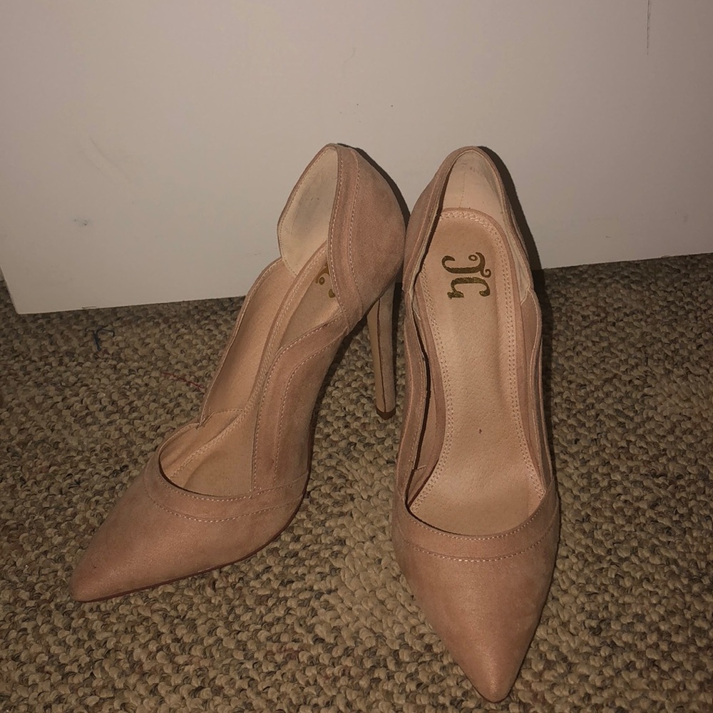 Suede nude heels